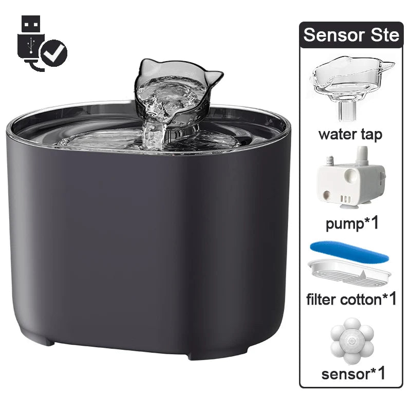 2.2L Intelligent Cat Water Fountain,Pet Water Dispenser with Filter,Dog Drinking Fountain for Cats,Ultra Quiet Water Pump