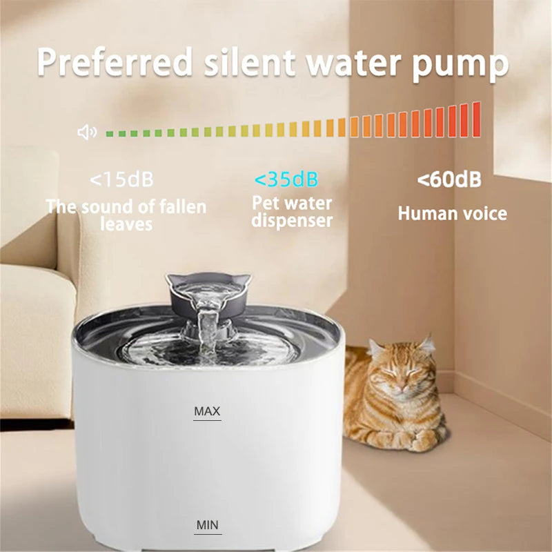 2.2L Intelligent Cat Water Fountain,Pet Water Dispenser with Filter,Dog Drinking Fountain for Cats,Ultra Quiet Water Pump