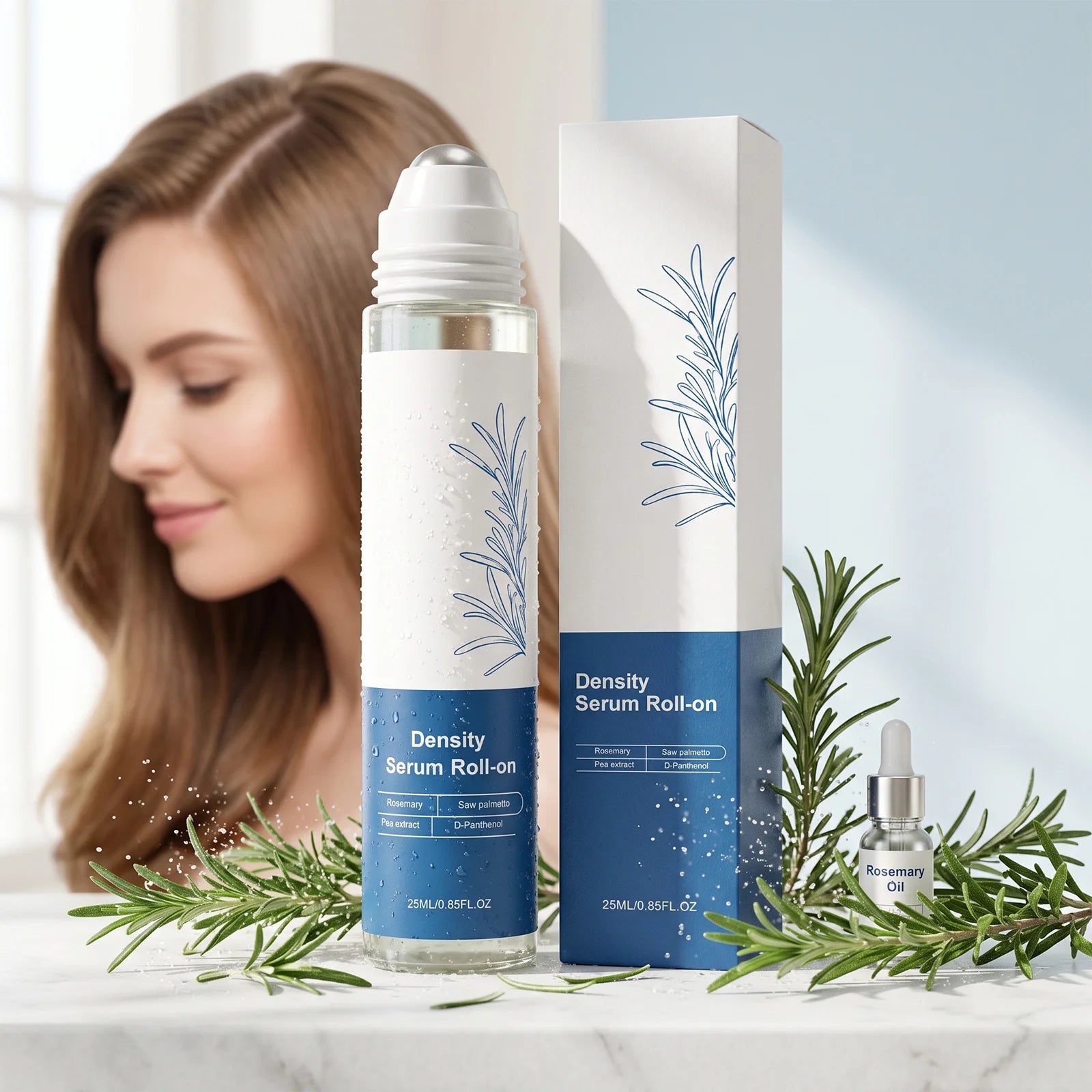 Roll-On Ball Rosemary Hair Care Essence Nourishing Anti-Frizz Hair Serum Long-Lasting Strengthening Scalp Treatment Care Serum