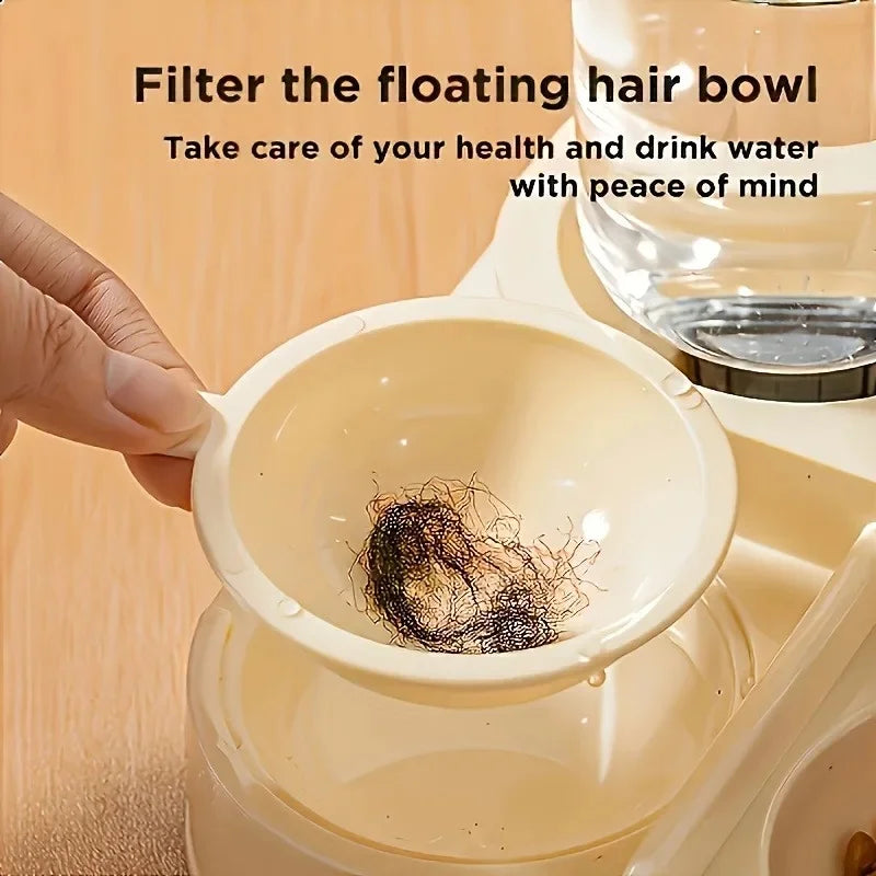 2-In-1 Large Capacity Cat Automatic Feeder, Water Dry Wet Separation Design No Battery Required - for Cats Small Dogs