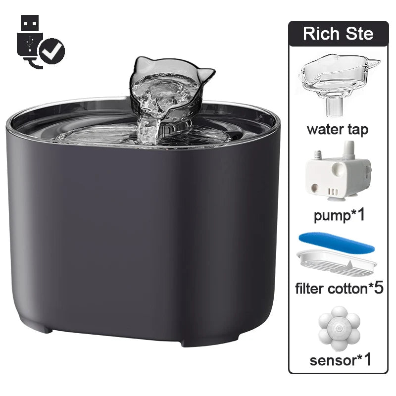 2.2L Intelligent Cat Water Fountain,Pet Water Dispenser with Filter,Dog Drinking Fountain for Cats,Ultra Quiet Water Pump